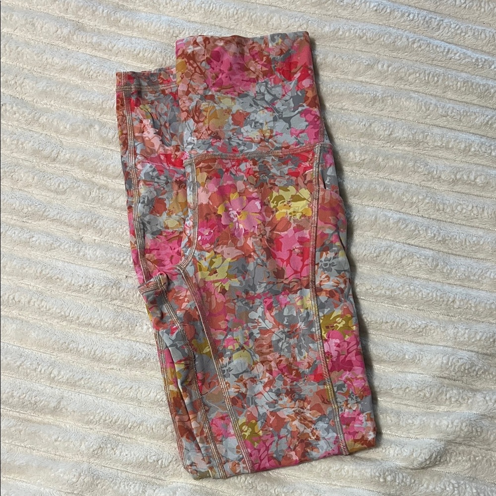 lululemon athletica Floral Leggings - Pink, Gray, Yellow